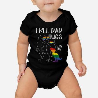 Free Dad Hugs Lgbt Pride Dad Dinosaur Rex Gift Baby Onesie | Crazezy AU