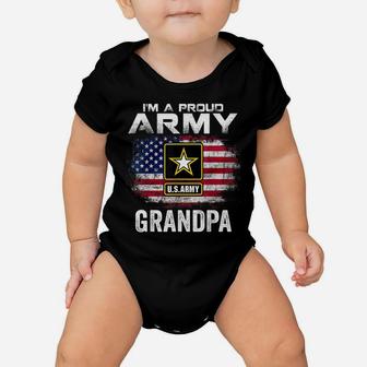 I'm A Proud Army Grandpa With American Flag Veteran Gift Baby Onesie | Crazezy