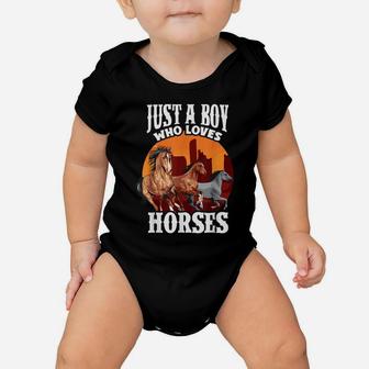 Just A Boy Who Loves Horses - Men, Dads And Equestrians Baby Onesie | Crazezy