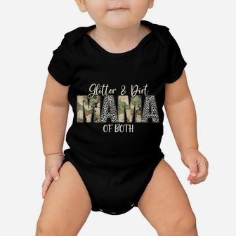 Leopard Glitter Dirt Mom Mama Of Both Camouflage Mothers Day Baby Onesie | Crazezy UK