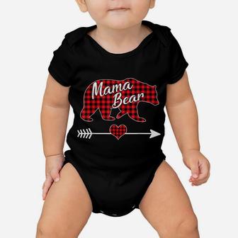 Mama Bear Christmas Pajama Red Buffalo Plaid Family Gift Baby Onesie | Crazezy