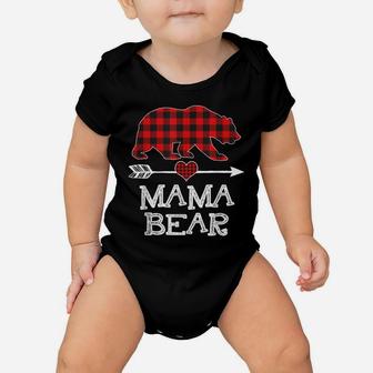 Mama Bear Christmas Pajama Red Plaid Buffalo Family Gift Baby Onesie | Crazezy