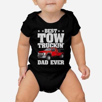 Mens Best Tow Truckin Dad Ever Tow Truck Driver Gift Distressed Baby Onesie | Crazezy