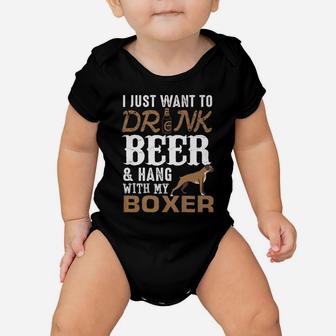 Mens Boxer Dad T Shirt Funny Father's Day Dog Lover Gift Beer Tee Baby Onesie | Crazezy
