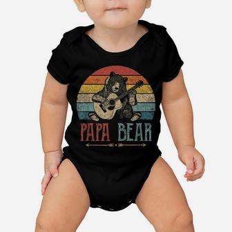 Mens Cute Papa Bear Shirt Vintage Father's Day Retro Dad Guitar Baby Onesie | Crazezy DE