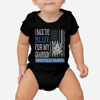Mens I Back The Blue For My Grandson Proud Police Grandpa Family Baby Onesie | Crazezy
