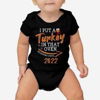 Mens I Put A Turkey In That Oven Pregnancy Thanksgiving Dad Man Baby Onesie | Crazezy