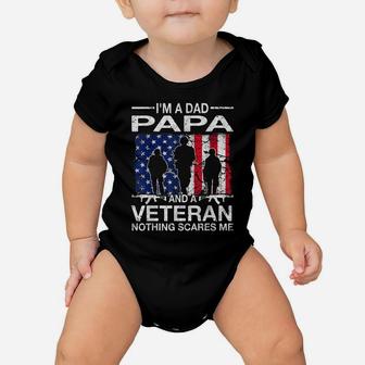 Mens I'm A Dad Papa And A Veteran For Dad Father's Day Baby Onesie | Crazezy CA