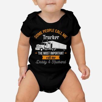 Mens Trucker Daddy & Husband - Truck Driver Baby Onesie | Crazezy