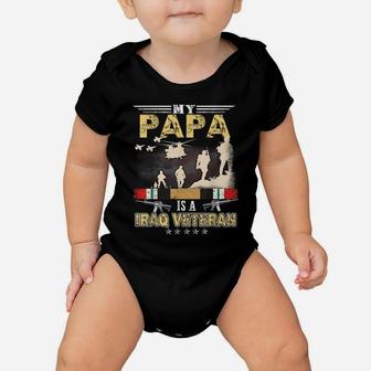 My Papa Is A Iraq Veteran Shirt Proud Us Veteran Fathers Day Baby Onesie | Crazezy