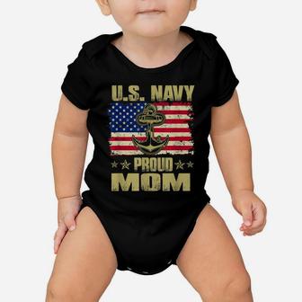 Us Navy Proud Mom With American Flag 4Th Of July Veteran Day Baby Onesie | Crazezy