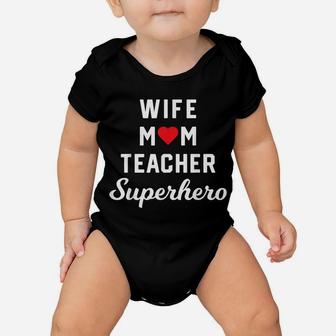Wife Mom Teacher Superhero Mother's Day Gift Idea Baby Onesie | Crazezy AU