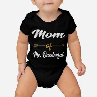 Womens Funny Mom Of Mr Onederful Wonderful 1St Birthday Boy Shirt Baby Onesie | Crazezy DE