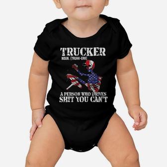 Womens Truck Driver Definition Fathers Day USA Flag 4Th July Gift Baby Onesie | Crazezy