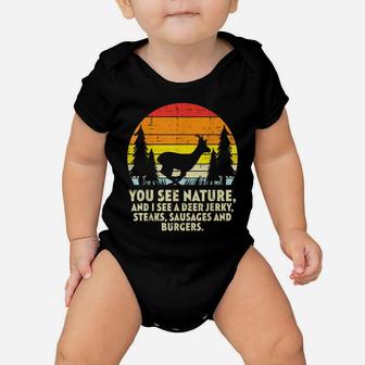 You See Nature Deer Sunset Retro Bow Hunting Hunter Dad Baby Onesie | Crazezy