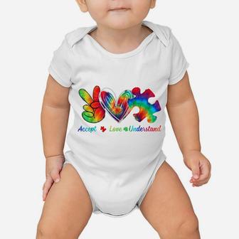 Autism Awareness Accept Understand Love Autism Mom Tie Dye T-Shirt Baby Onesie | Crazezy CA