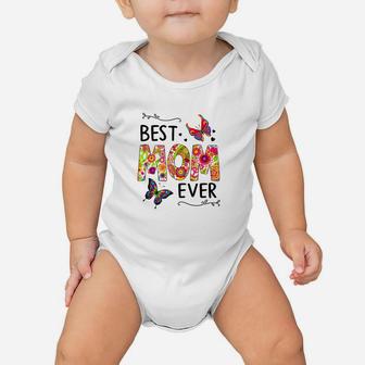 Best Mom Ever Colored Butterfly Patterns Mother's Day Gift Baby Onesie | Crazezy