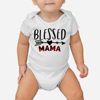 Blessed Mama Shirt - Mom Life - Red Buffalo Plaid Sweatshirt Baby Onesie | Crazezy