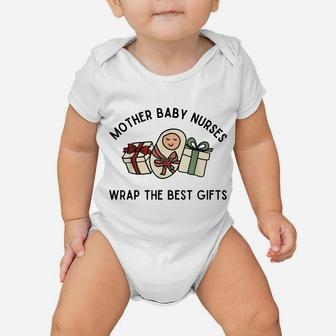 Christmas Mother Baby Nurses Wrap The Best Gifts Baby Onesie | Crazezy