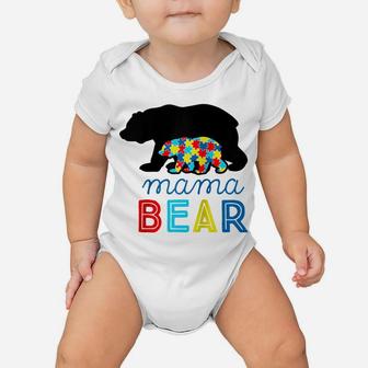 Mama Bear Autism Awareness Autistic Mom Love Support Gift Raglan Baseball Tee Baby Onesie | Crazezy