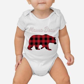 Mama Bear Christmas Pajama Red Plaid Buffalo Family Gift Baby Onesie | Crazezy