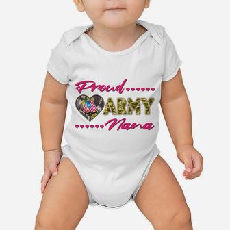 Proud Army Nana - Camo Us Flag Dog Tag Military Grandma Gift Sweatshirt Baby Onesie | Crazezy CA