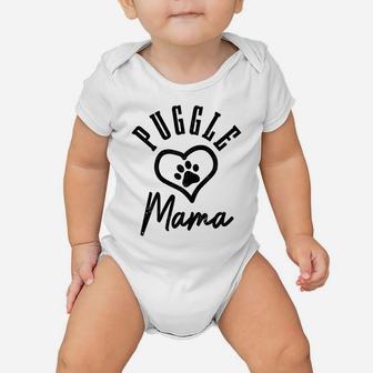 Womens Puggle Mama Heart Dog Paw Puggle Mom Baby Onesie | Crazezy