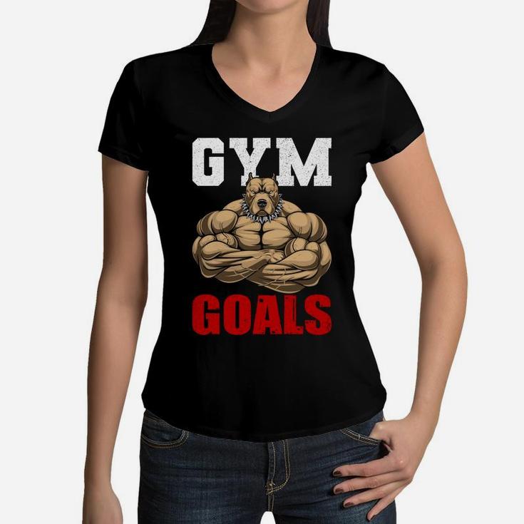 A Strongest Gymer Gets Gym Goals Women V-Neck T-Shirt