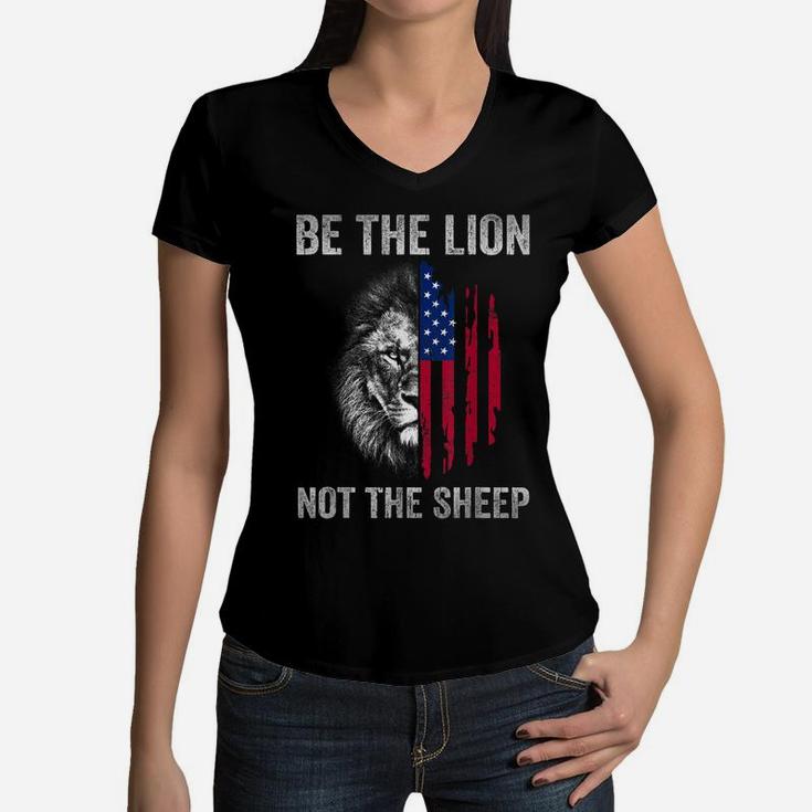 Be The Lion Not The Sheep American Patriotic Kid Men Veteran Women V-Neck T-Shirt