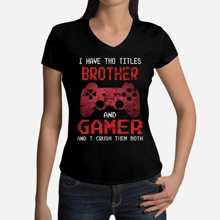 Funny Gamer Vintage Video Games Gift For Boys Brother Son Women V-Neck T-Shirt