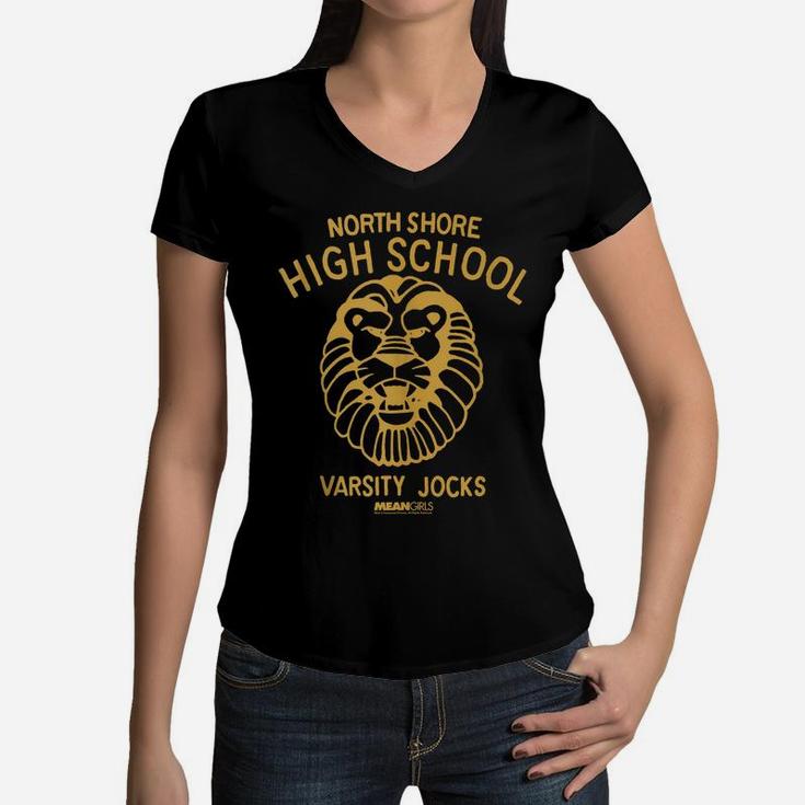 Mean Girls North Shore High School Lions Varisty Jocks Crest Women V-Neck T-Shirt