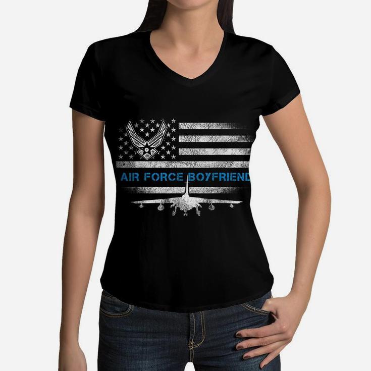 Proud Air Force Boyfriend Shirt Veteran Flag Gift For Mens Women V-Neck T-Shirt