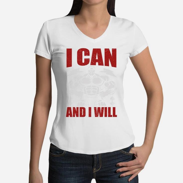 Back To The Gym I Can And I Will I Am Fitness Women V-Neck T-Shirt