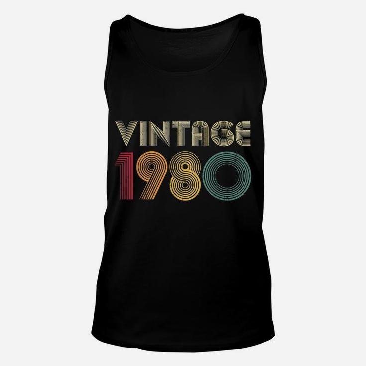 1980 40Th Birthday Gift Vintage Retro Men Women 40 Years Old Unisex Tank Top