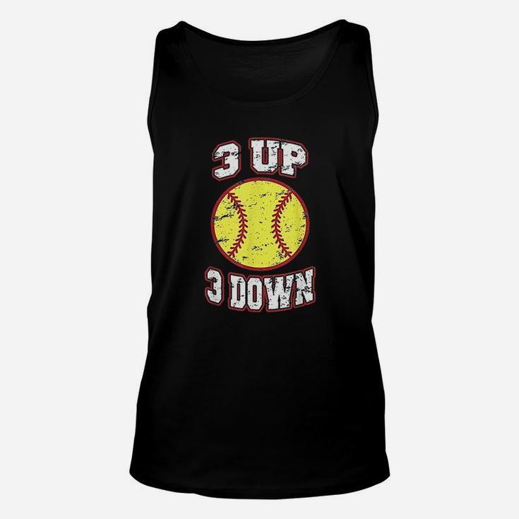 3 Up 3 Down Softball Fun Cute For Moms Dads Gifts Unisex Tank Top