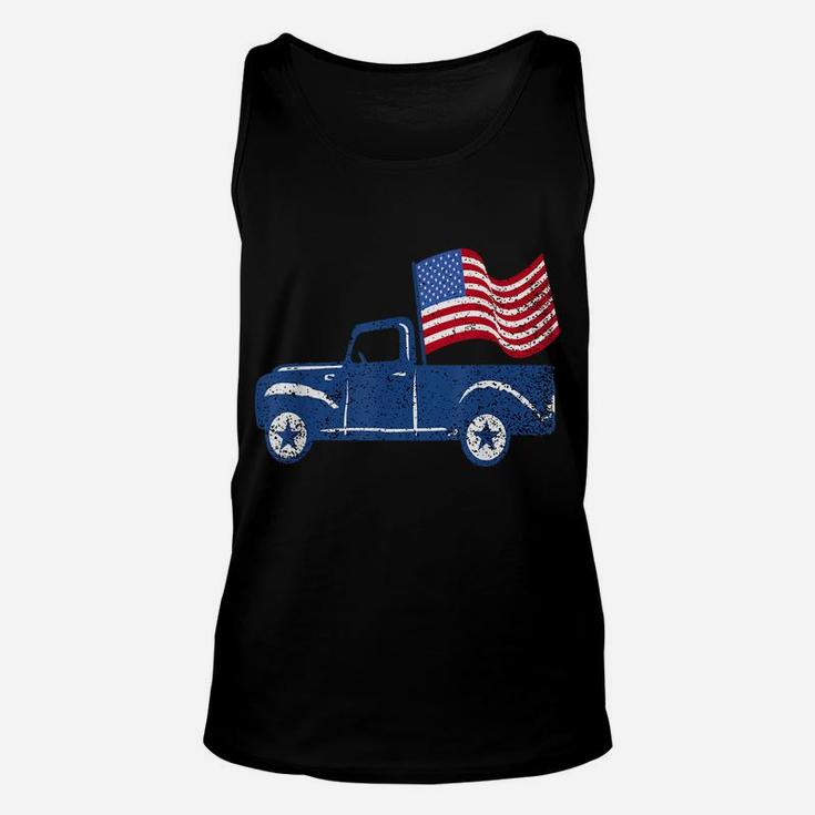 4Th Of July Vintage Truck American Flag Funny Shirt Gift Unisex Tank Top