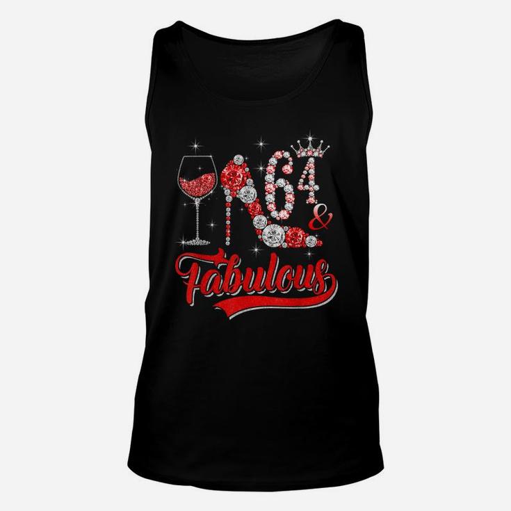 64 And Fabulous 64 Years Old Birthday Diamond Crown Shoes Unisex Tank Top