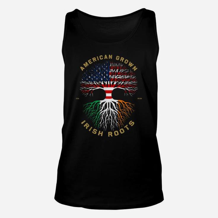 American Grown With Irish Roots Tree Usa Flag Unique Gifts Unisex Tank Top