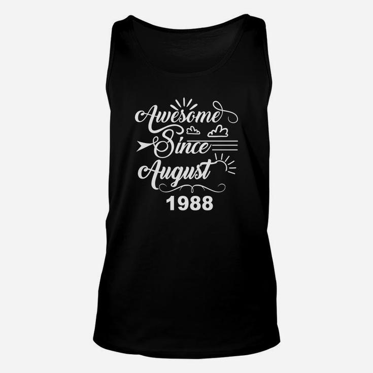 Awesome Since August 1988 T-Shirt - 30Th Birthday Gifts Unisex Tank Top