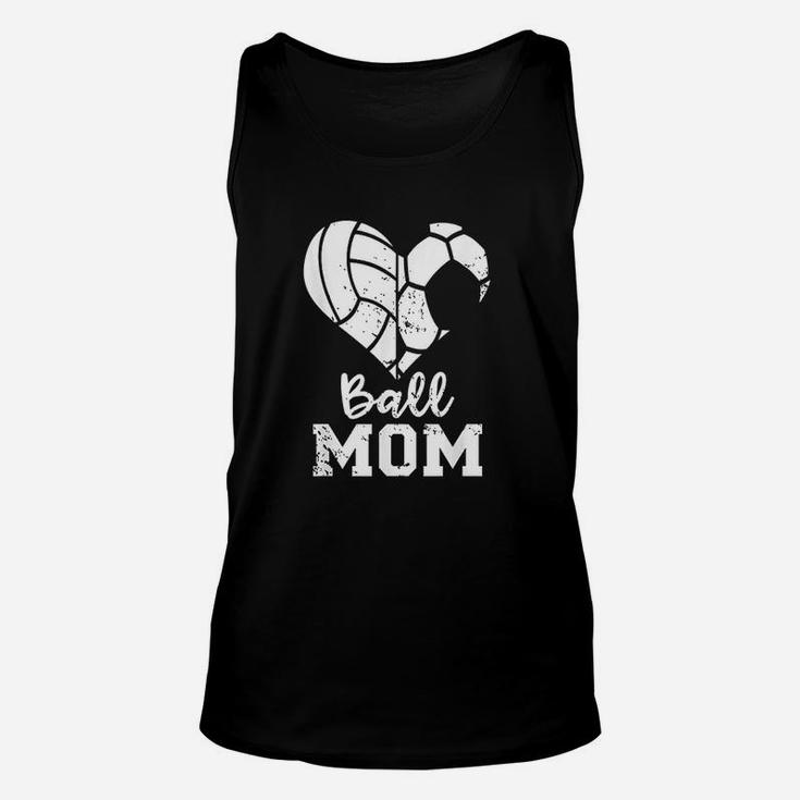 Ball Mom Heart Funny Soccer Volleyball Mom Unisex Tank Top