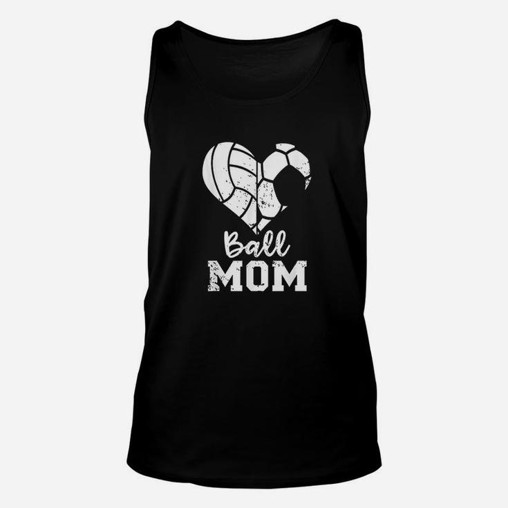 Ball Mom Heart Funny Soccer Volleyball Mom Unisex Tank Top