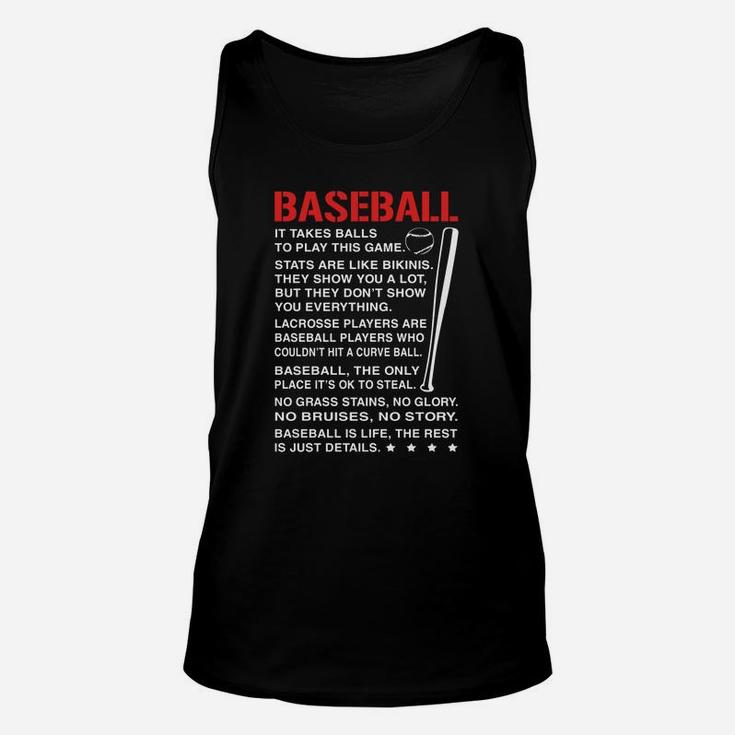 Baseball Is Life ,the Rest Is Just Details Unisex Tank Top