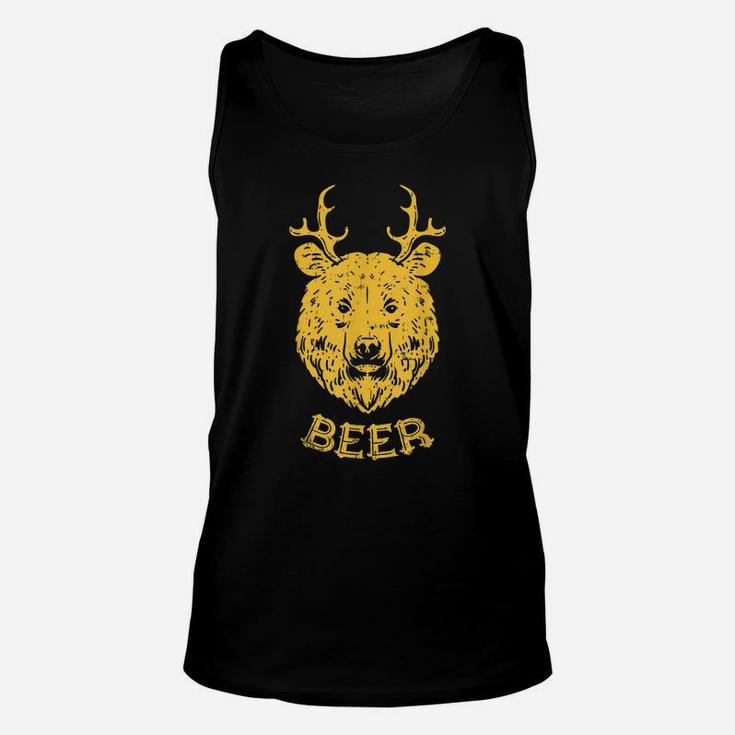 Bear Deer Beer Funny Drinking Hunting Camping Dad Uncle Gift Unisex Tank Top