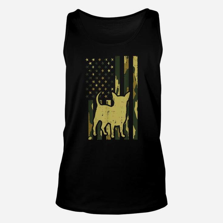 Camo Flag Chihuahua Vintage Chiwawa Patriotic Dog Lover Gift Unisex Tank Top