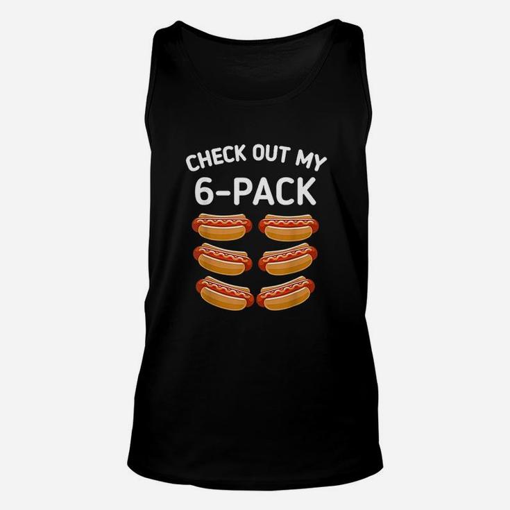 Check Out My 6 Pack Hot Dog Funny Gift Hot Dogs Lovers Gym Unisex Tank Top