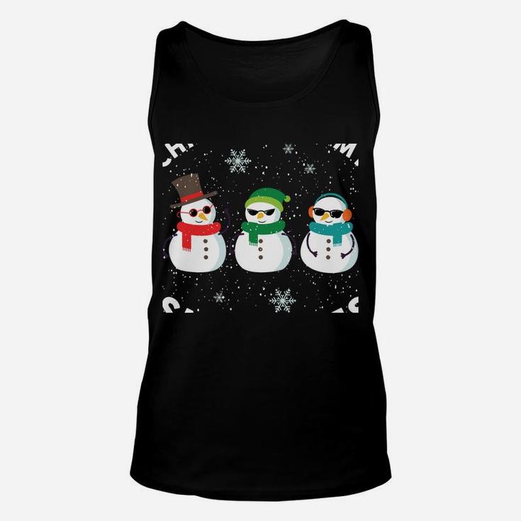 Chillin With My Snowmies Cute Snowman Ugly Christmas Sweater Sweatshirt Unisex Tank Top
