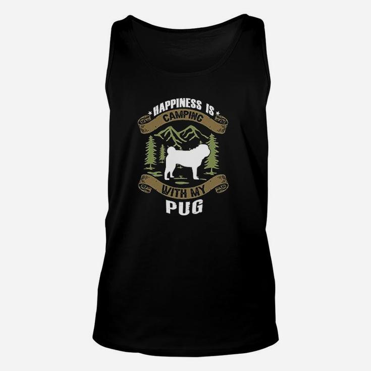 Christmas Time Gift Store Camping With Pug Camp Lover Camping And Dogs Unisex Tank Top
