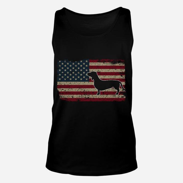 Dachshund America Flag Patriotic Weiner Dog Gift Sweatshirt Unisex Tank Top
