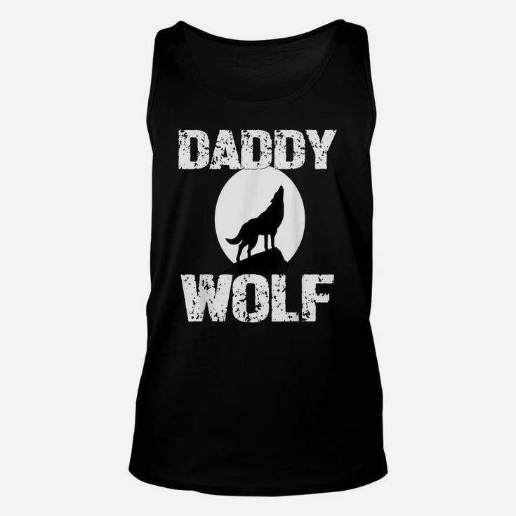 Daddy Wolf Shirt Matching Family Tribe Wolves Moon Dad Unisex Tank Top