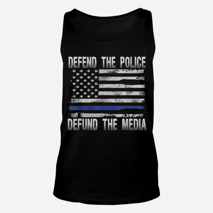 Defend Police Defund Media Support Thin Blue Line Us Flag Unisex Tank Top